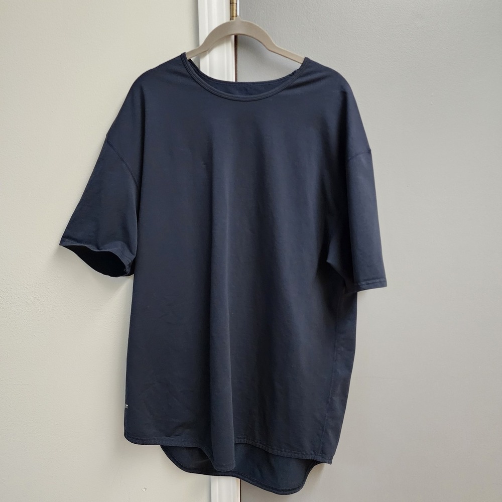 BYLT Shirt Mens XXL Navy Drop Cut Lux Dual Layer Short Sleeve Stretch Casual